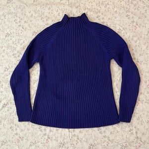 Y2k St John's Bay Mock Neck 100% Cotton Ribbed Knit Royal Purple Sweater